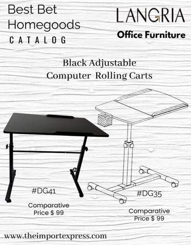 Black Adjustable Computer Rolling Cart