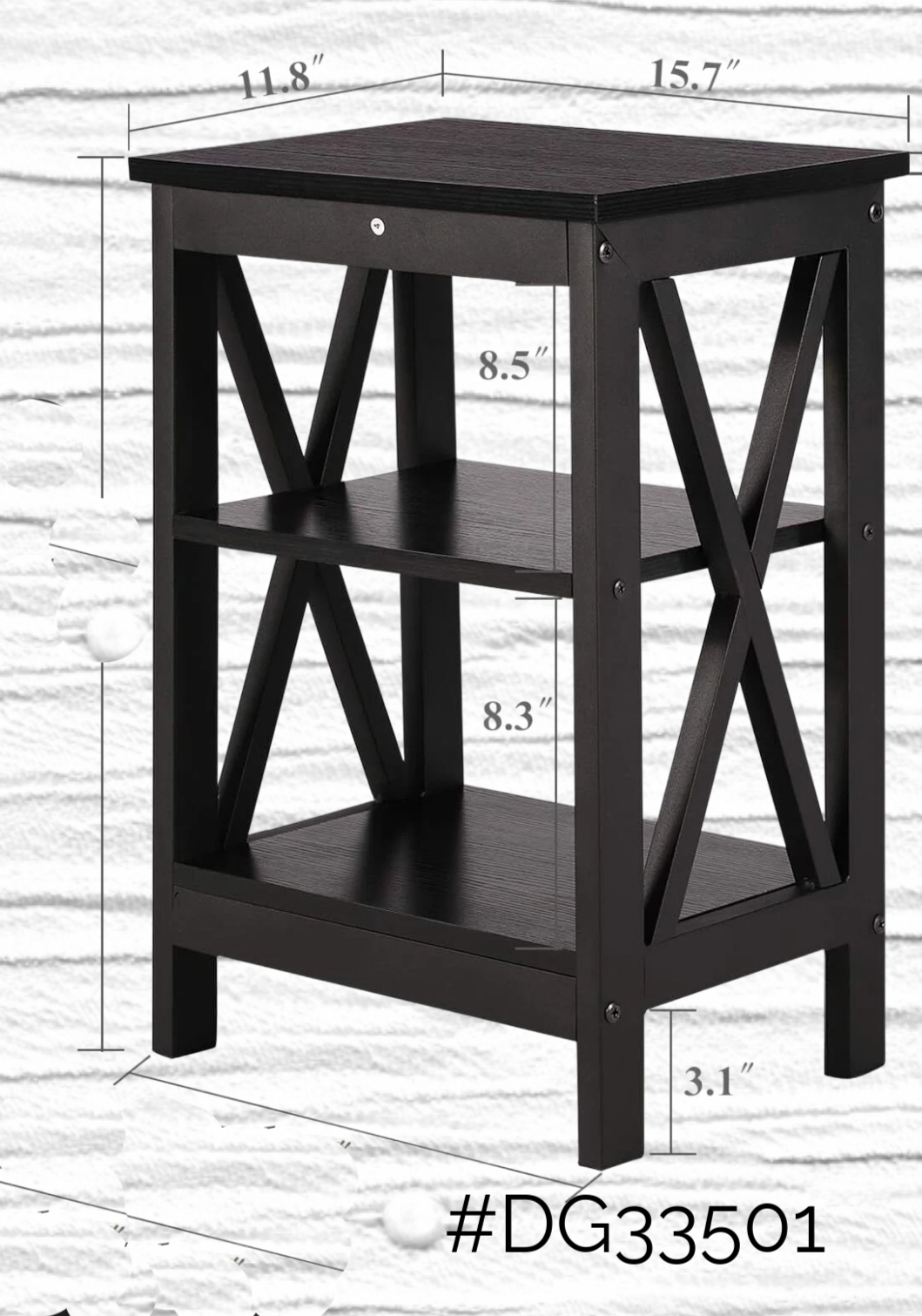 Modern 3 shelf night stand